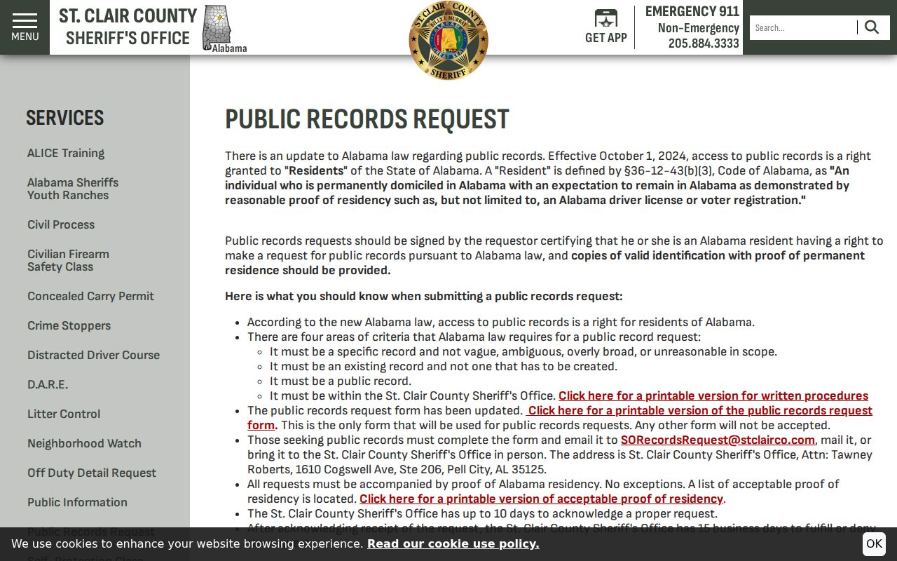 St. Clair County arrest report public records request page