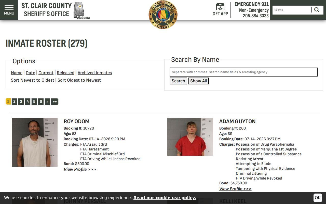 St. Clair County arrest records in the official inmate roster