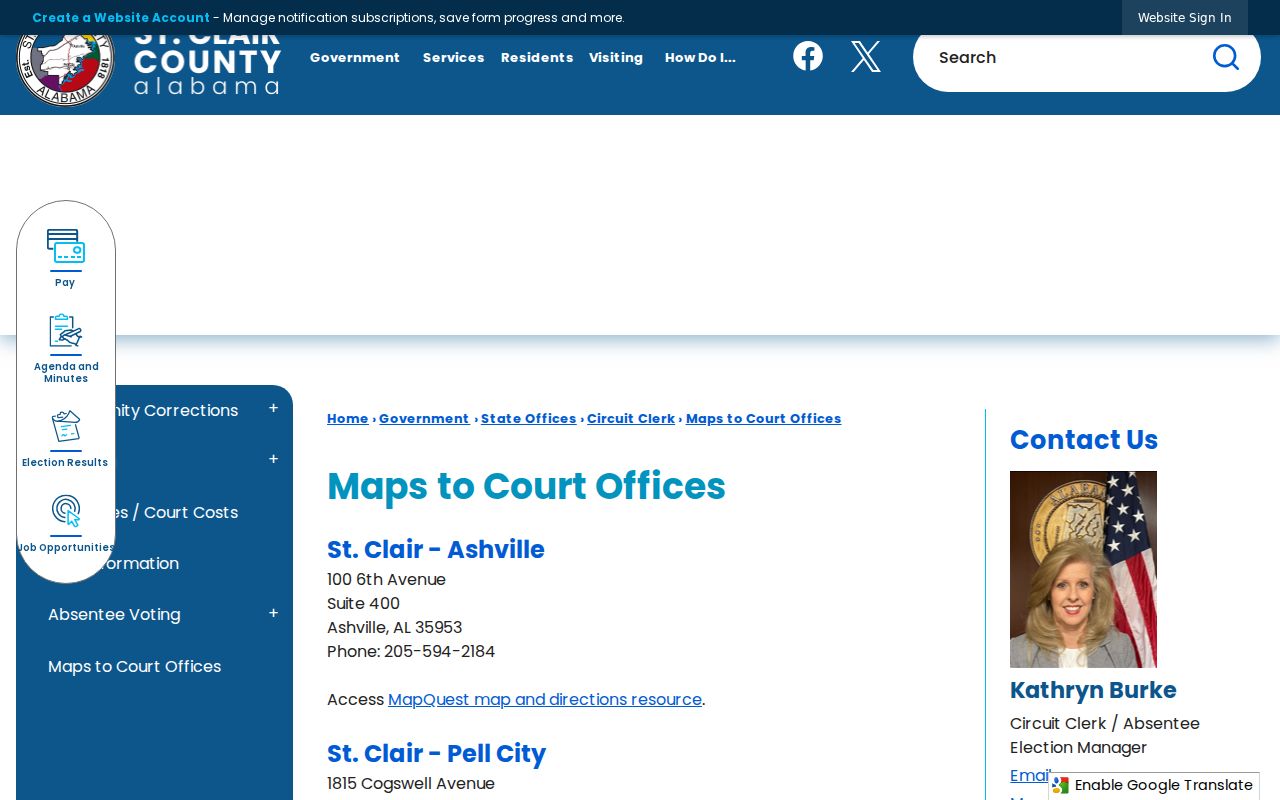 St. Clair County criminal court case offices in Ashville and Pell City