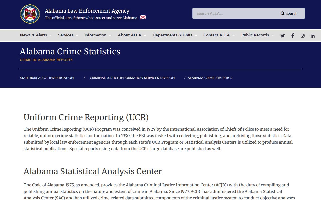 Moody criminal records ALEA crime statistics source