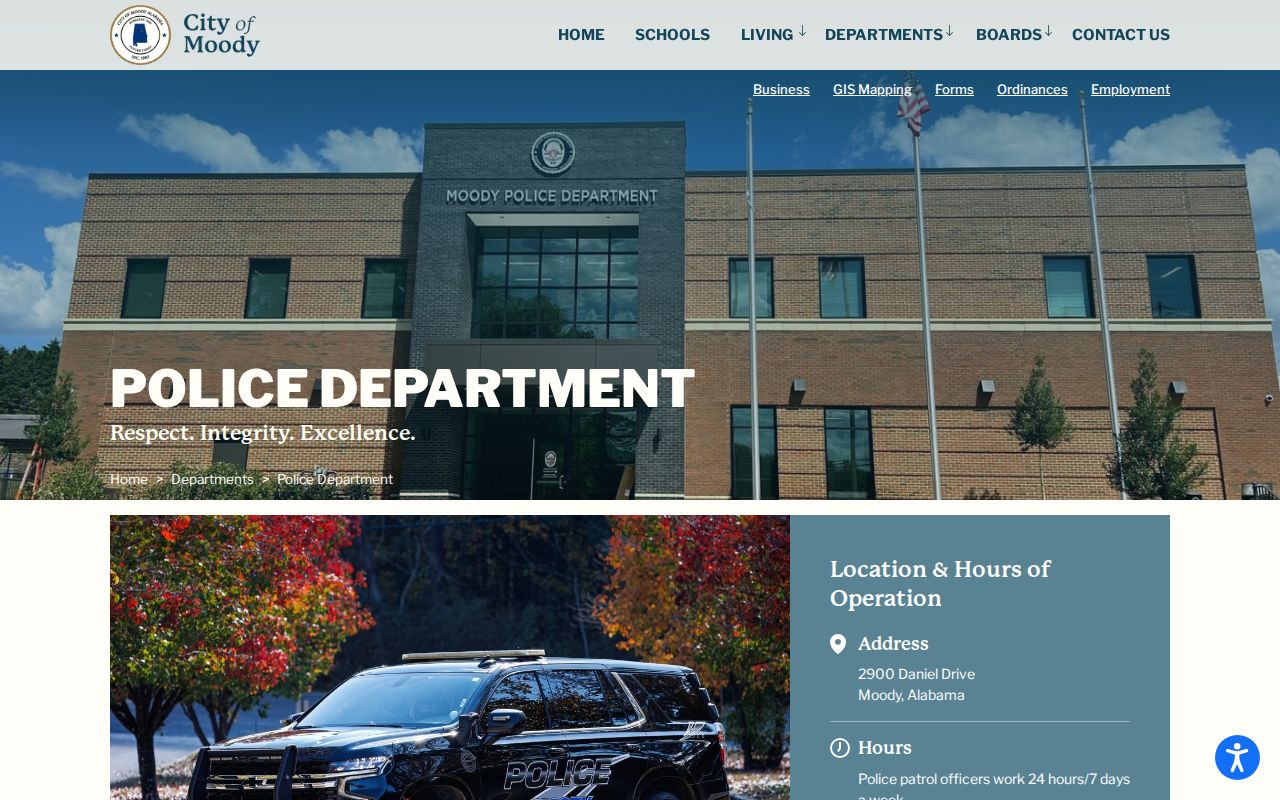 Moody Police Department criminal records contact