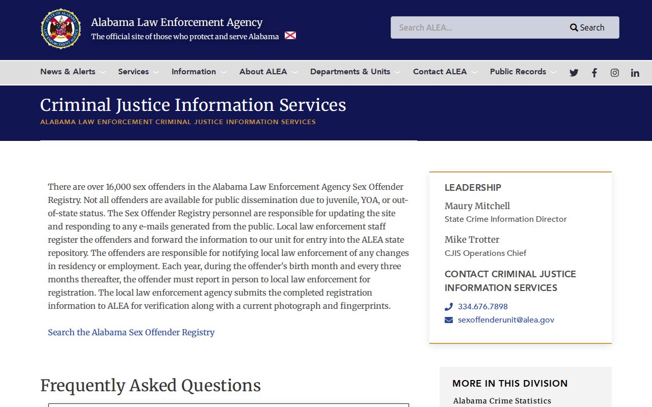St. Clair County sex offender registry information from ALEA