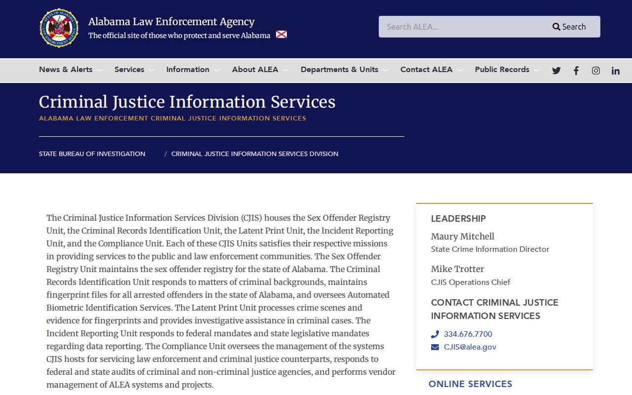 St. Clair County criminal records maintained by ALEA Criminal Justice Services