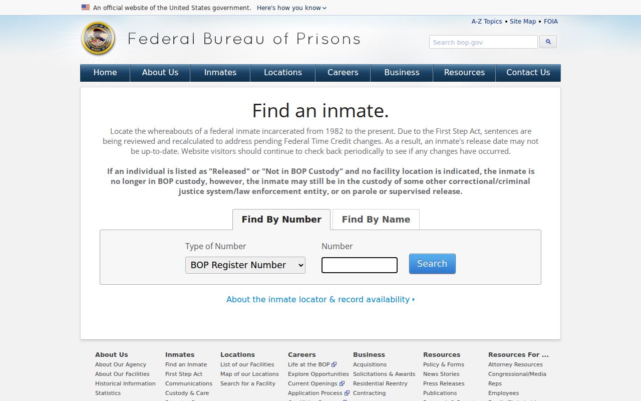St. Clair County criminal record search federal BOP inmate locator