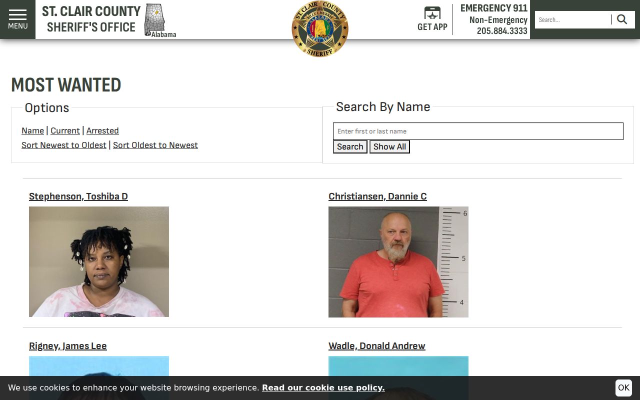 St. Clair County criminal history sheriff Most Wanted and custody information